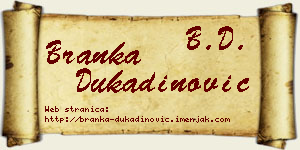Branka Dukadinović vizit kartica